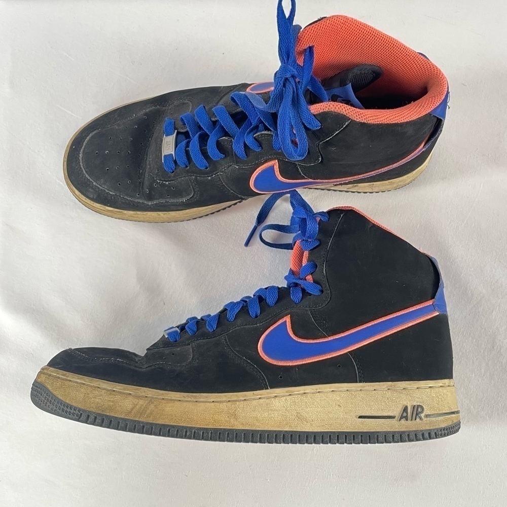 Nike Air‎ Force 1 High Sneaker in Black/Game Royal-Bright Mango Size 11